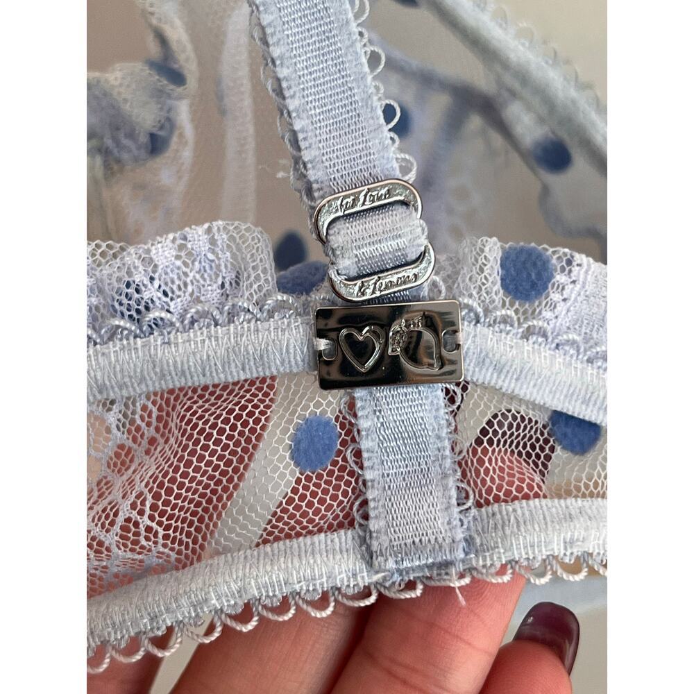 Sheer Blue Polka Dot Lingerie Set - Picture 7 of 10